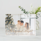 Elegant Goud Script Vrolijk en Helder Foto Feestdagenkaart (Staand voorkant)