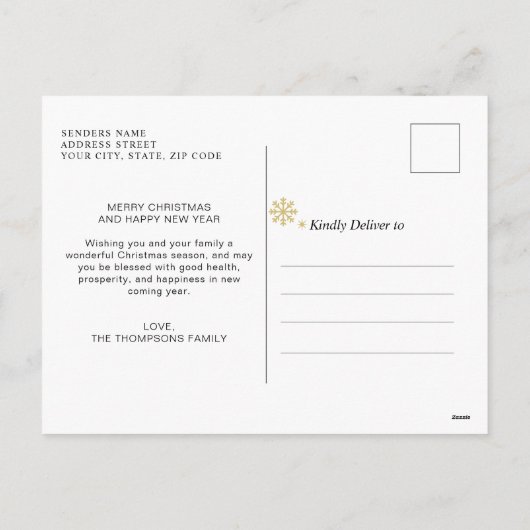 Elegant Goud Script Vrolijk Kerstmis Fotocollage Feestdagenkaart (Achterkant)