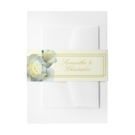 Elegant Goud Script Wit Rose Dubbel Lijst Uitnodigingen Wikkel