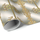 Elegant Goud Sierbloemen Inpakpapier (Rol Hoek)
