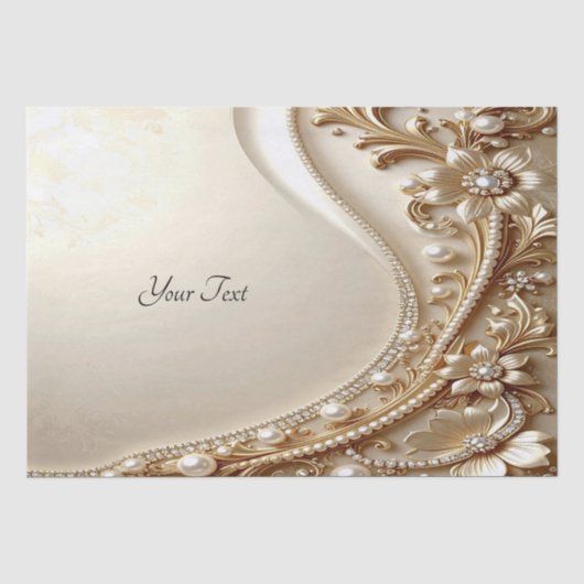 Elegant goud sierlijk bloemen tissuepapier (Voorkant)