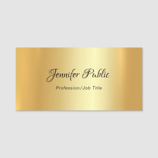 Elegant Goud Sjabloon Handgeschreven Script Modern Naamplaatje (Voorkant)