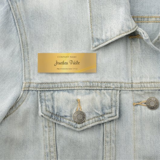 Elegant Goud Sjabloon Handgeschreven Script Modern Naamplaatje (In situ)