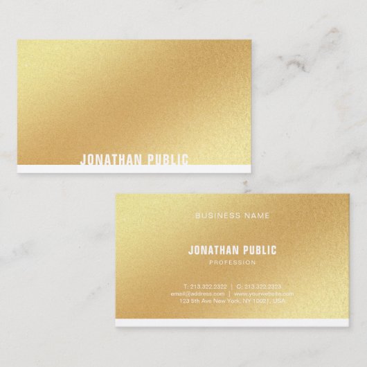 Elegant Goud Sjabloon Professioneel Modern Trendy Visitekaartje (Voorkant / Achterkant)