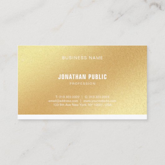 Elegant Goud Sjabloon Professioneel Modern Trendy Visitekaartje (Achterkant)