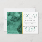 Elegant Goud Smaragd Groene Kleur Wash Bruiloft RSVP Kaartje (Voorkant)