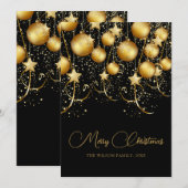 Elegant Goud Sparkle Kerstmis Bauble Feestdagenkaart (Voorkant / Achterkant)