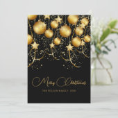 Elegant Goud Sparkle Kerstmis Bauble Feestdagenkaart (Staand voorkant)