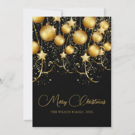 Elegant Goud Sparkle Kerstmis Bauble Feestdagenkaart