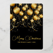 Elegant Goud Sparkle Kerstmis Bauble Folie Feestdagenkaart (Voorkant)