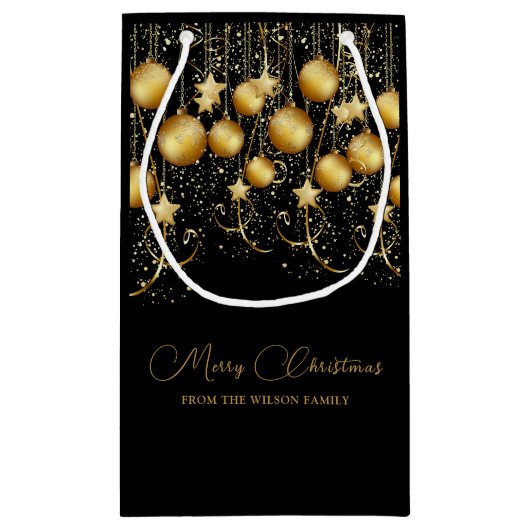 Elegant Goud Sparkle Kerstmis Partij Bauble Klein Cadeauzakje (Achterkant)