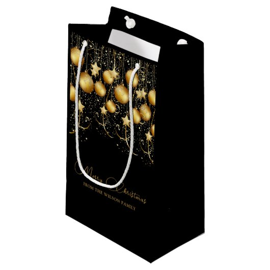 Elegant Goud Sparkle Kerstmis Partij Bauble Klein Cadeauzakje (Voorkant Gekanteld)