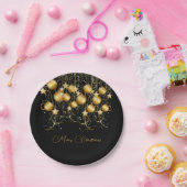 Elegant Goud Sparkle Kerstmis Partij Bauble Papieren Bordje (Feest)