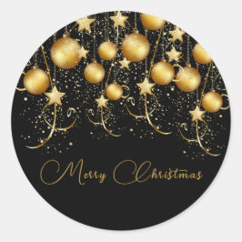 Elegant Goud Sparkle Kerstmis Partij Bauble Ronde Sticker