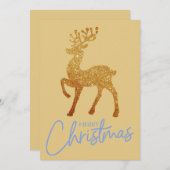 Elegant Goud Sparkle Rendier Vrolijk Kerstfeest Feestdagenkaart (Voorkant / Achterkant)