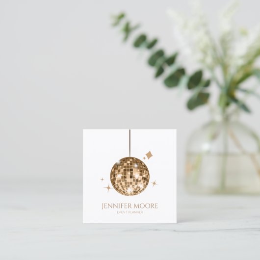 Elegant Goud Sparkly Disco Ball Custom Vierkante Visitekaartje (Staand voorkant)