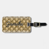Elegant goud sparkly glitter monogram bagagelabel (Voorkant horizontaal)