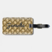 Elegant goud sparkly glitter monogram bagagelabel (Achterkant horizontaal)