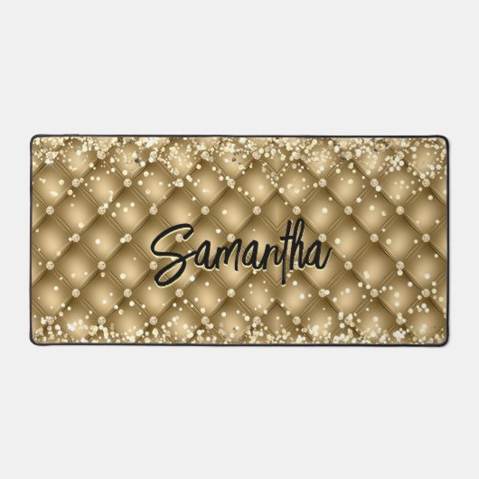 Elegant goud sparkly glitter monogram bureaumat (Voorkant)