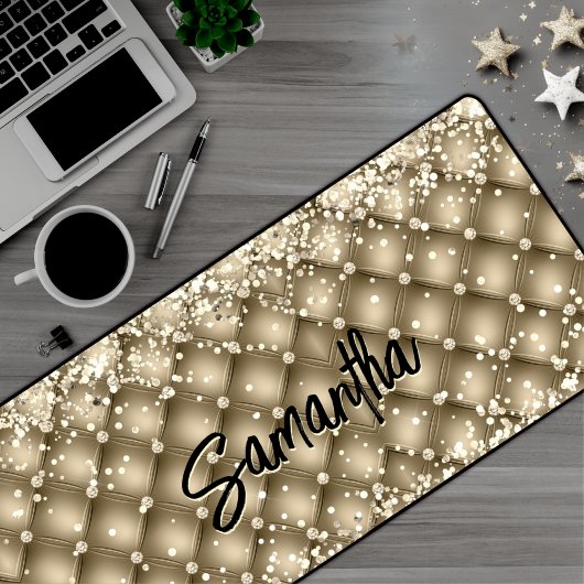 Elegant goud sparkly glitter monogram bureaumat