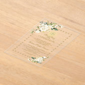 Elegant goud sprankelt witte bloem Heilige Communi Acryl Uitnodigingen (Laagn)