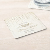 Elegant Goud Sprookje Kroon Bruiloft Kartonnen Onderzetters (Schuin)