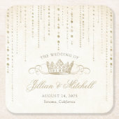 Elegant Goud Sprookje Kroon Bruiloft Kartonnen Onderzetters (Voorkant)