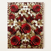 Elegant goud staal koper metallic rood bloemen planner (Achterkant)