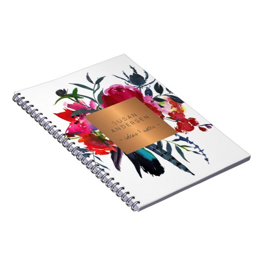 Elegant goud staal koper metallic rood marine bloe notitieboek (Rechterzijde)