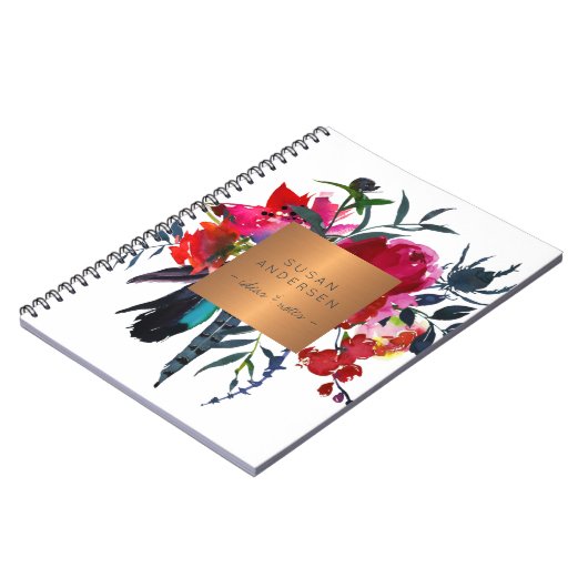 Elegant goud staal koper metallic rood marine bloe notitieboek (Linkerzijde)