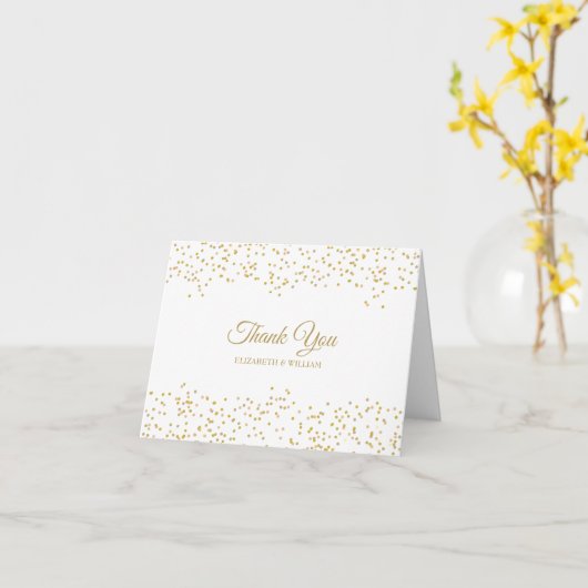 Elegant Goud Stof Confetti Script Dank Je Kaart (Gele Bloem)