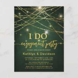 Elegant Goud String Lights Groen I DO Verloving Uitnodiging Briefkaart