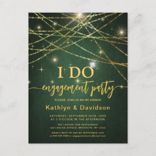 Elegant Goud String Lights Groen I DO Verloving Uitnodiging Briefkaart