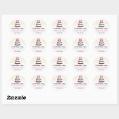 Elegant goud strooit roze taart ronde sticker (Vel)