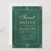 Elegant goud Sweet Sixteen 16 Green Birthday Kaart (Voorkant)