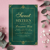 Elegant goud Sweet Sixteen 16 Green Birthday Kaart