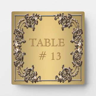 Elegant Goud Tafelnummer op stevige plaque Fotoplaat