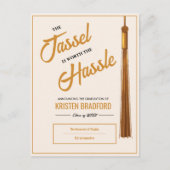 Elegant Goud Tassel Beige Afstuderen Aankondiging Briefkaart (Voorkant)