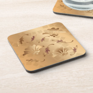 Elegant Goud Toned Beige Bloemen Onderzetter Set