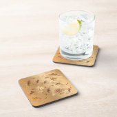 Elegant Goud Toned Beige Bloemen Onderzetter Set (Rechterzijde)