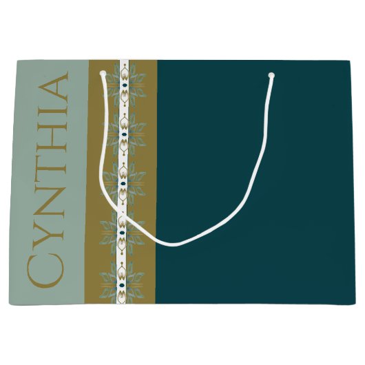 Elegant Goud Turquoise Groot Cadeauzakje (Voorkant)