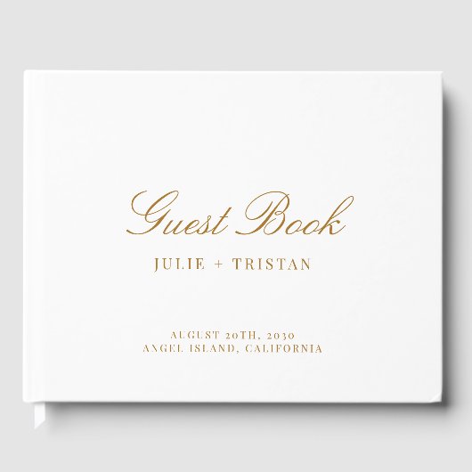 Elegant Goud Type Bruiloft Gastenboek (Voorkant)