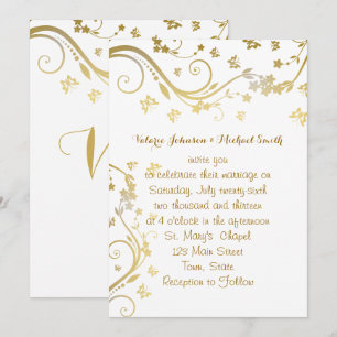 Elegant Goud, Uitnodiging voor een Trouwfeest op M