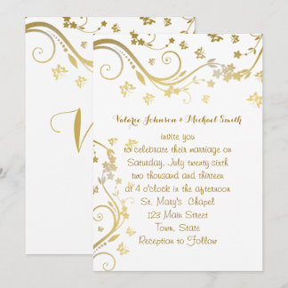 Elegant Goud, Uitnodiging voor een Trouwfeest op M
