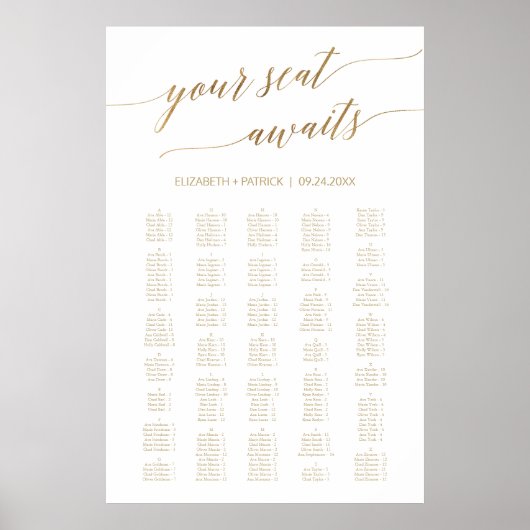 Elegant goud Uw stoel wacht op 200+ zitplaatsen Poster (Voorkant)