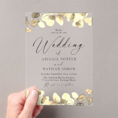 Elegant goud verlaat alle seizoenen bruiloft acryl uitnodigingen (Insitu (Draagbaar))