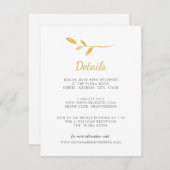 Elegant goud verlaat Modern Script Wedding Details Informatiekaartje (Voorkant / Achterkant)