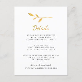 Elegant goud verlaat Modern Script Wedding Details Informatiekaartje