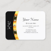 Elegant Goud Versierd Zwart Wit Monogram Diamanten Visitekaartje (Achterkant)