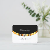 Elegant Goud Versierd Zwart Wit Monogram Diamanten Visitekaartje (Staand voorkant)